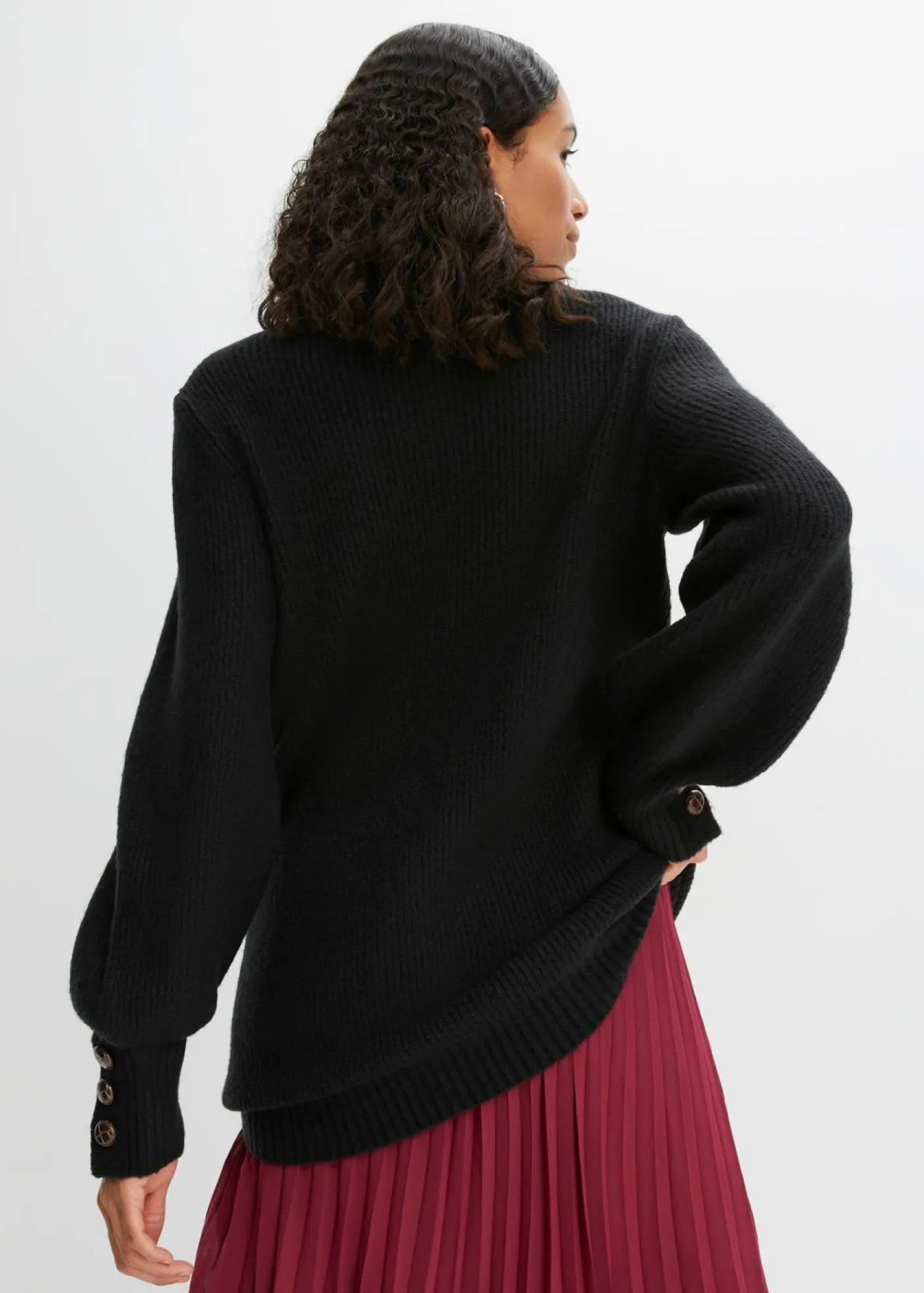 bonprix bonprix Jersey largo con botones Negro Hot