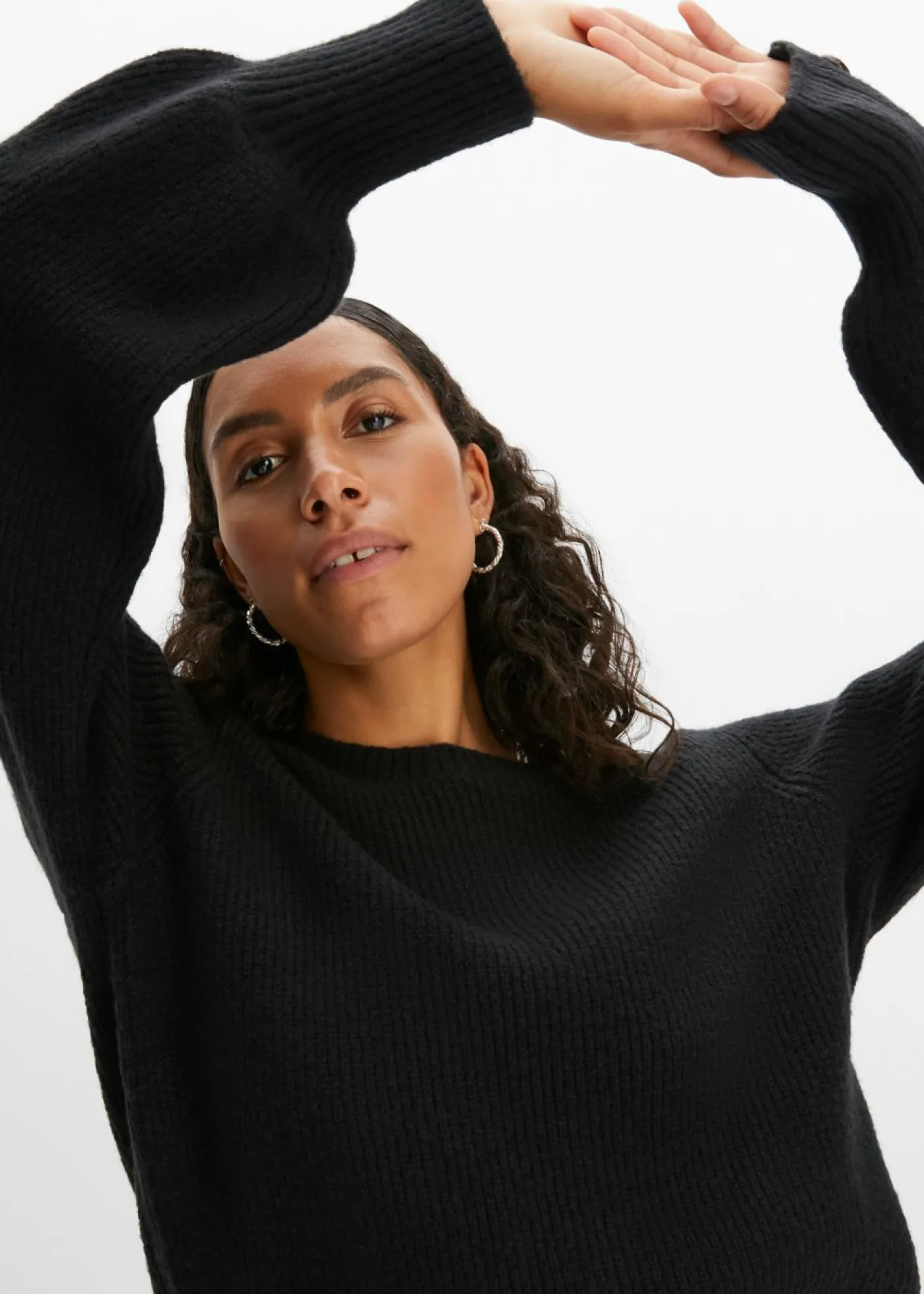 bonprix bonprix Jersey largo con botones Negro Hot