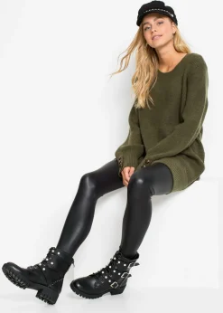 bonprix bonprix Jersey largo con botones Verde oliva oscuro Online