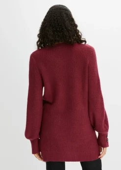 bonprix bonprix Jersey largo con botones Rojo azalea