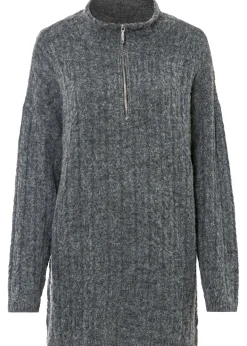 bonprix bonprix Jersey largo con patrón trenzado Antracita jaspeado Sale