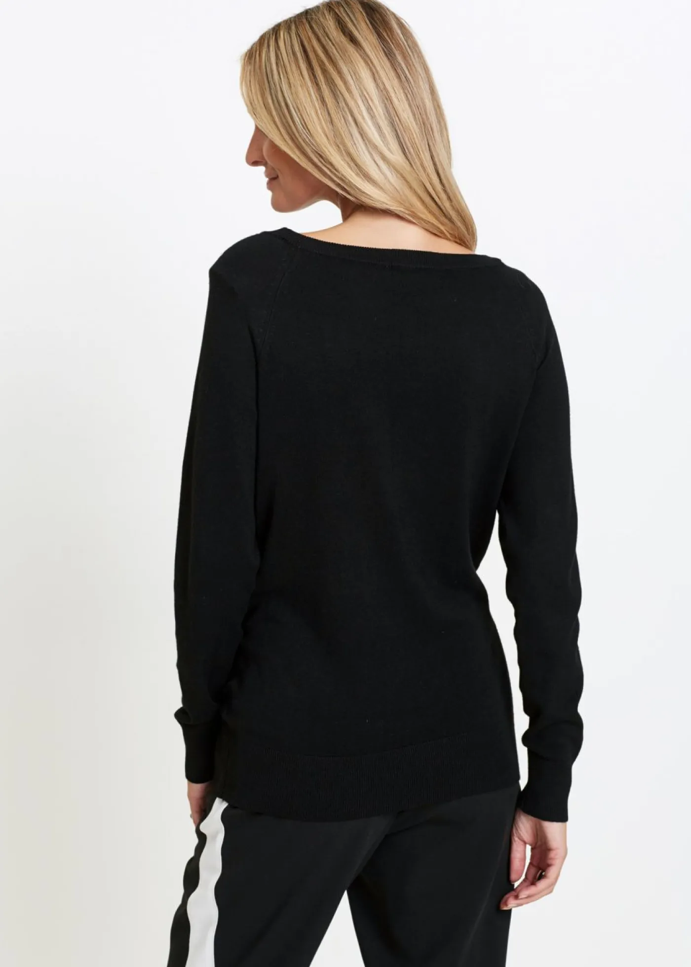 bonprix bonprix Jersey largo con piedras brillantes Negro-plateado Clearance