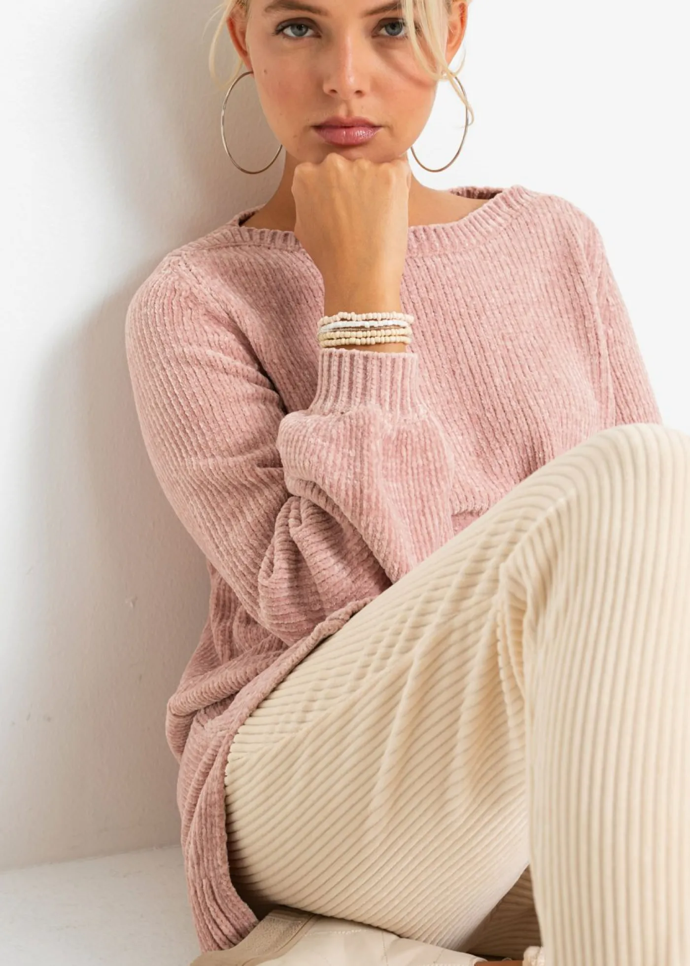 bonprix bonprix Jersey largo de chenilla Rosa vintage Discount