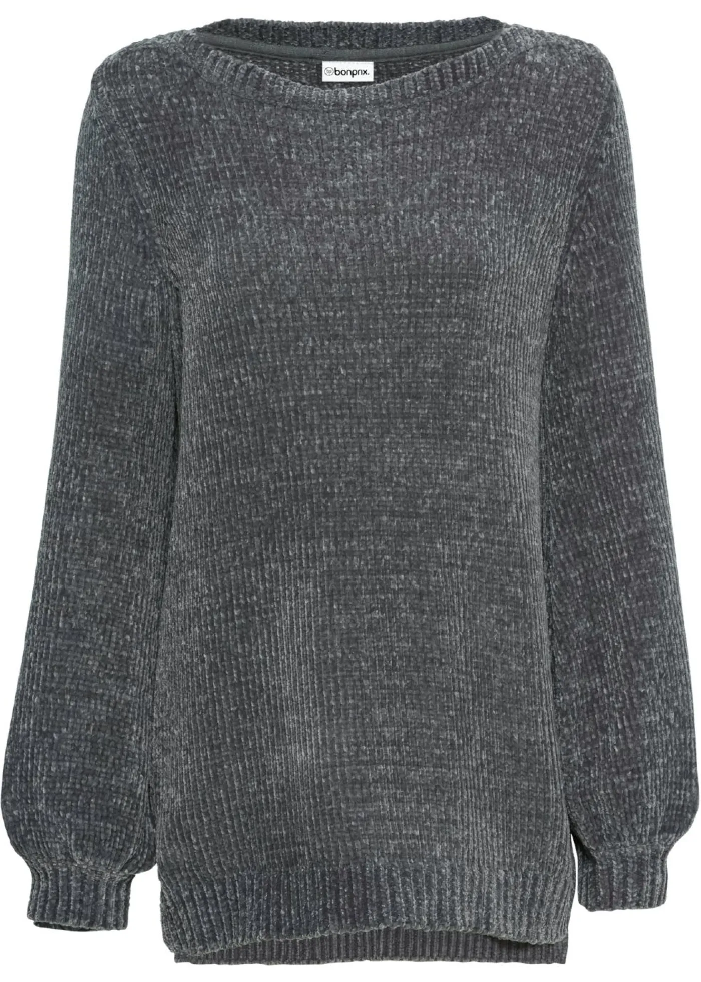 bonprix bonprix Jersey largo de chenilla Gris oscuro Discount