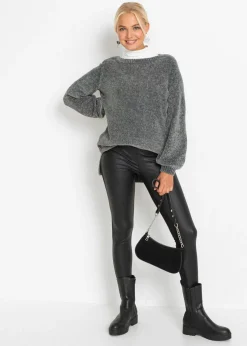 bonprix bonprix Jersey largo de chenilla Gris oscuro Discount