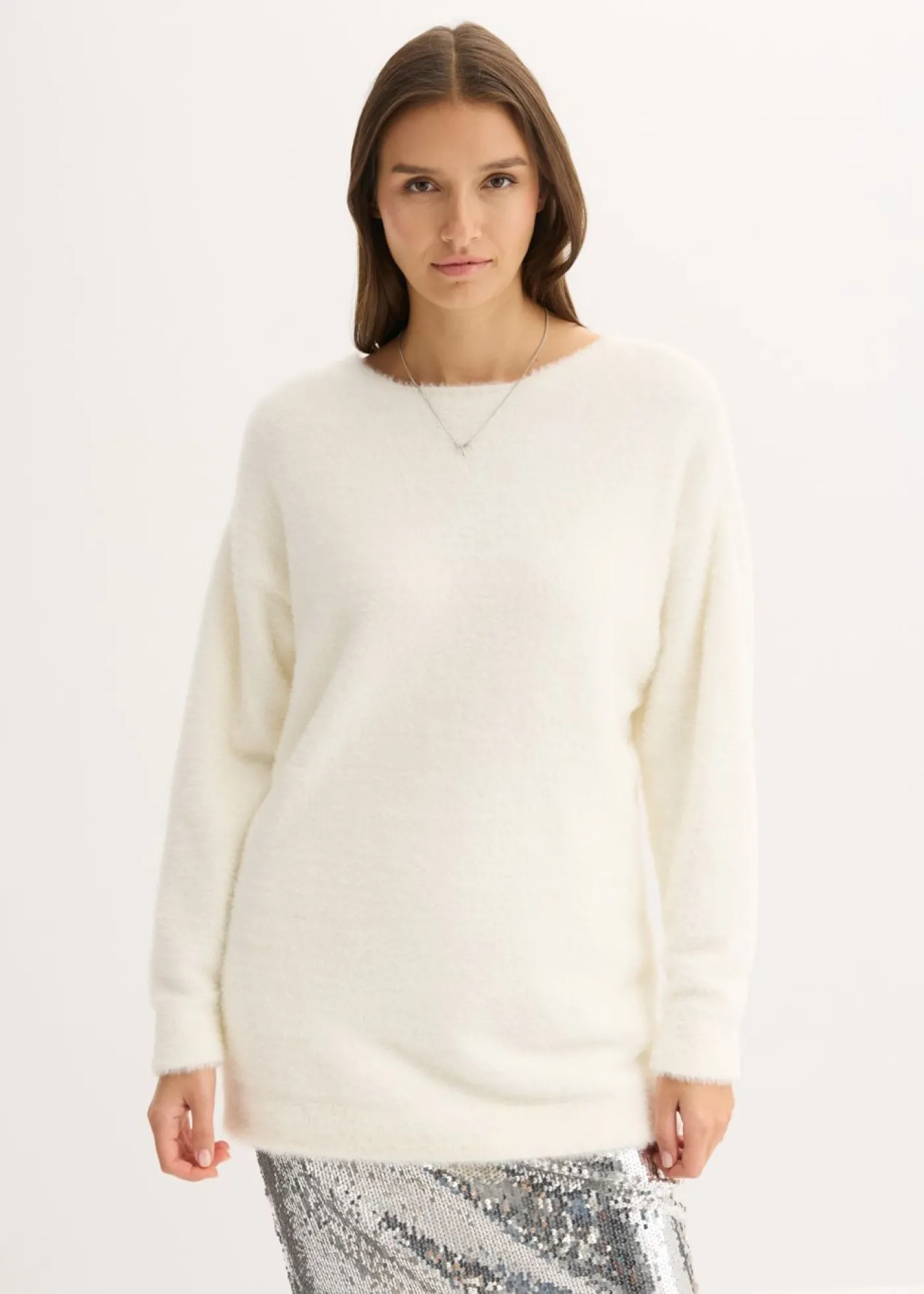 bonprix bonprix Jersey largo de hilo suave Blanco lana Discount