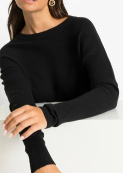 bonprix bonprix Jersey largo de mezcla de viscosa Negro Clearance