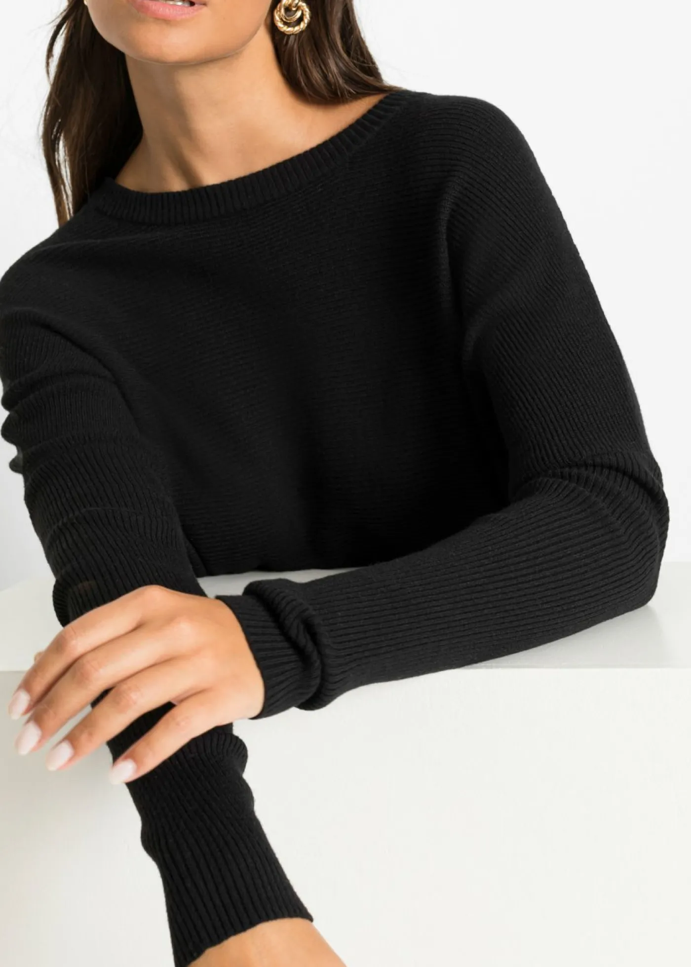 bonprix bonprix Jersey largo de mezcla de viscosa Negro Clearance