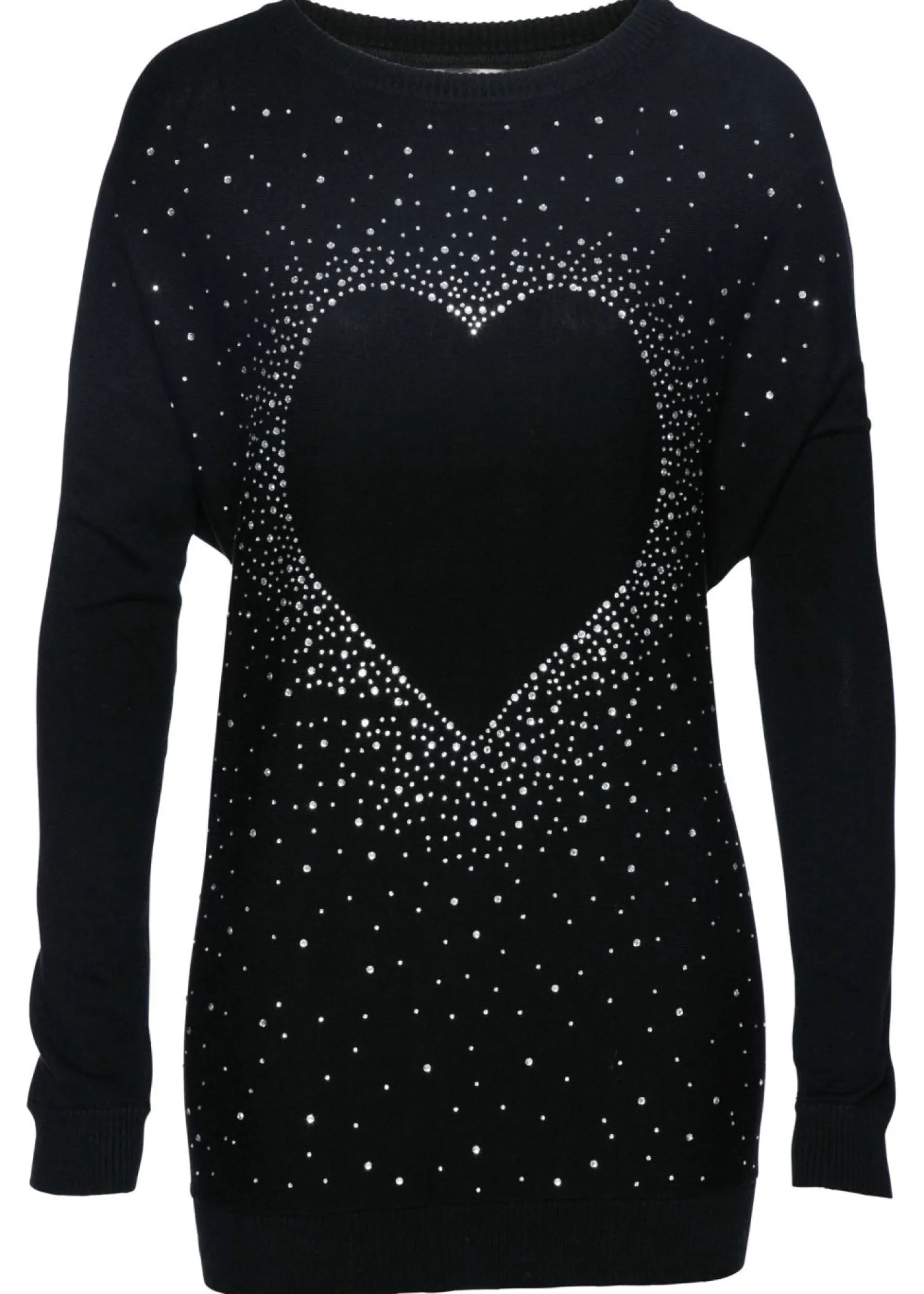 bonprix bonprix Jersey largo de mezcla de algodón Negro metalizado New