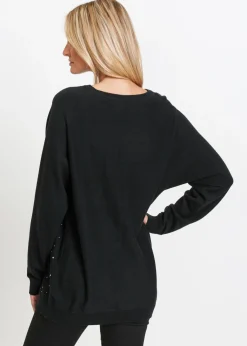 bonprix bonprix Jersey largo de mezcla de algodón Negro metalizado New