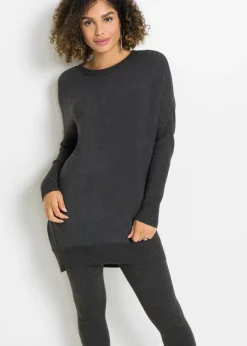 bonprix bonprix Jersey largo de mezcla de viscosa pizarra moteada Outlet