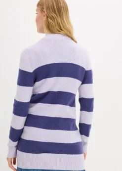 bonprix bonprix Jersey largo de punto azul pacífico oscuro-violeta perla con rayas Outlet