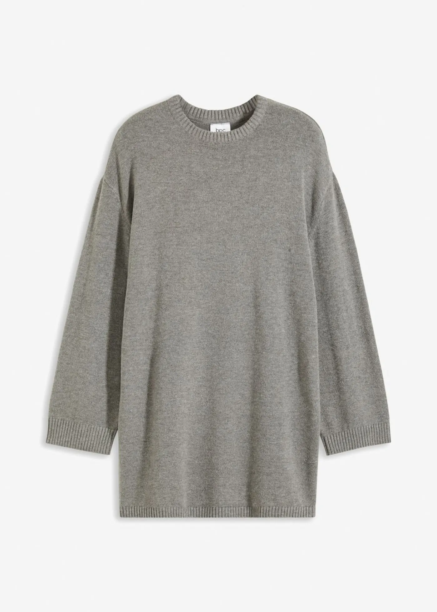 bonprix bonprix Jersey largo de punto fino con aberturas laterales en mezcla de viscosa gris jaspeado moteado Outlet
