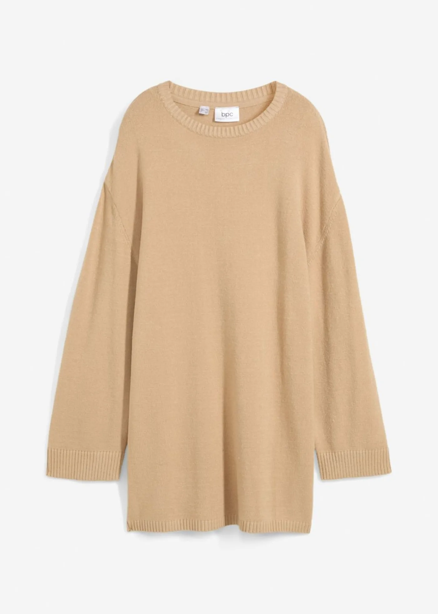 bonprix bonprix Jersey largo de punto fino con aberturas laterales en mezcla de viscosa beige pardo moteado Discount
