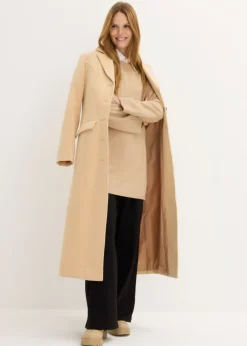 bonprix bonprix Jersey largo de punto fino con aberturas laterales en mezcla de viscosa beige pardo moteado Discount