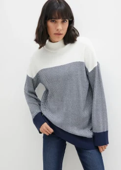 bonprix bonprix Jersey largo informal naranja oscuro/azul marino