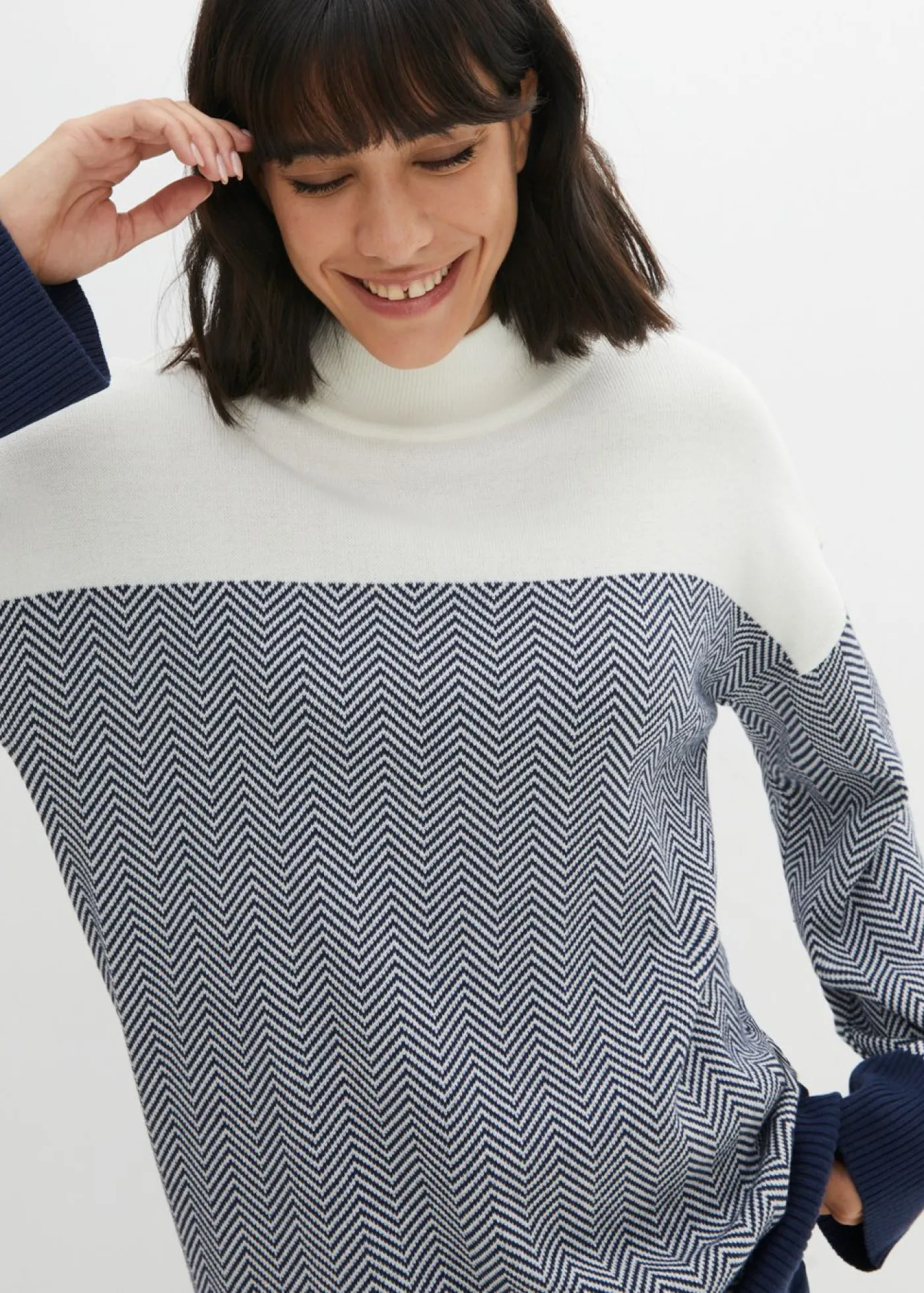 bonprix bonprix Jersey largo informal naranja oscuro/azul marino
