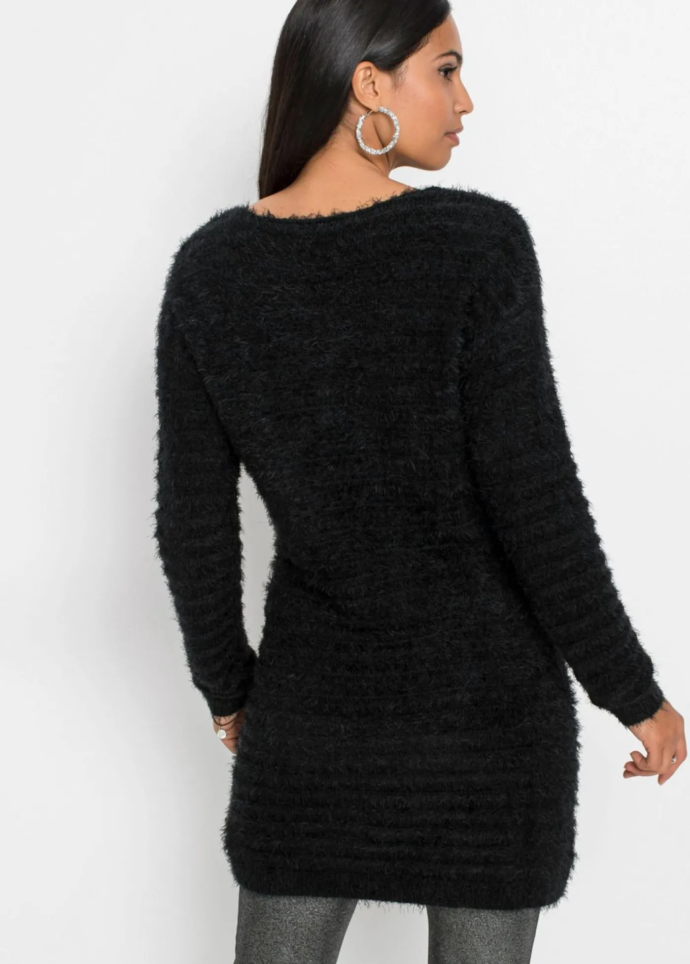 bonprix bonprix Jersey largo y mullido Negro Outlet