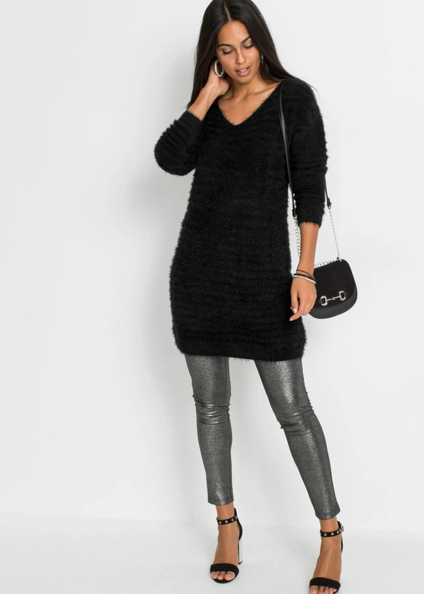 bonprix bonprix Jersey largo y mullido Negro Outlet