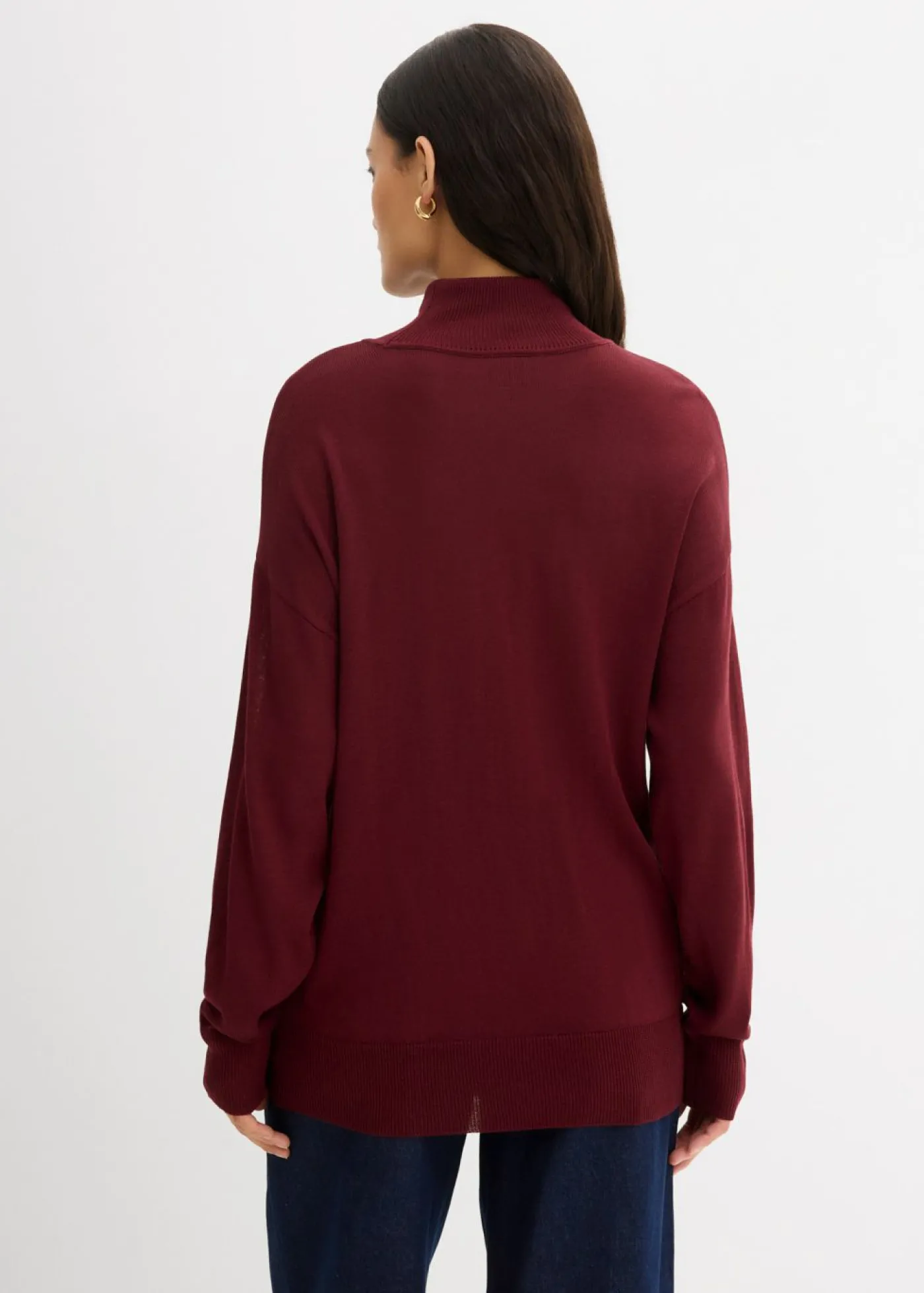 bonprix bonprix Jersey ligero de punto fino con cuello alto ancho, en mezcla de viscosa rojo avellana Sale