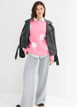 bonprix bonprix Jersey oversize rosa brillante con lunares blancos Outlet