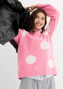 bonprix bonprix Jersey oversize rosa brillante con lunares blancos Outlet