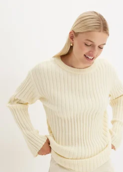 bonprix bonprix Jersey oversize Blanco-crema Outlet