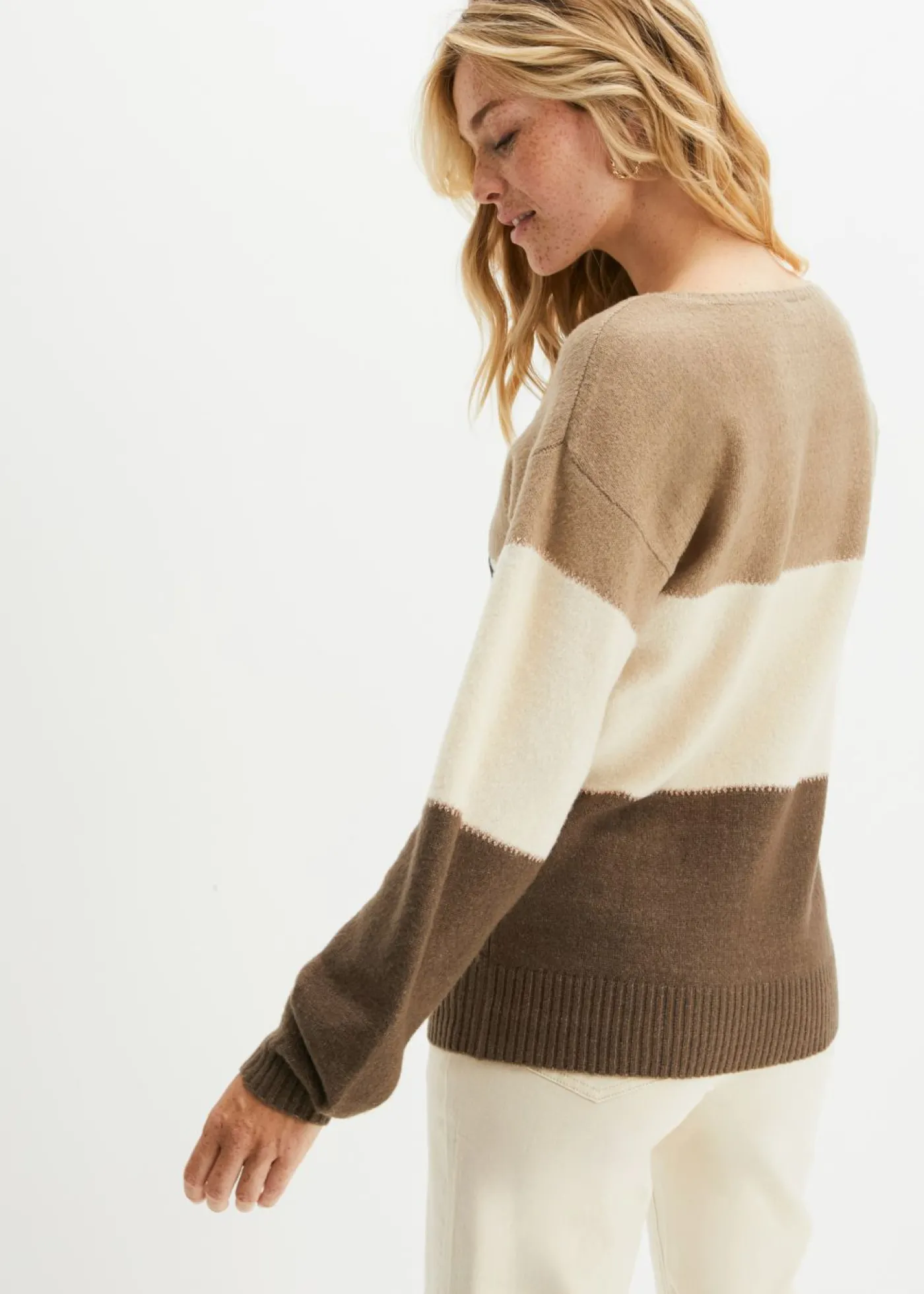 bonprix bonprix Jersey oversize marrón/taupe./crema Best