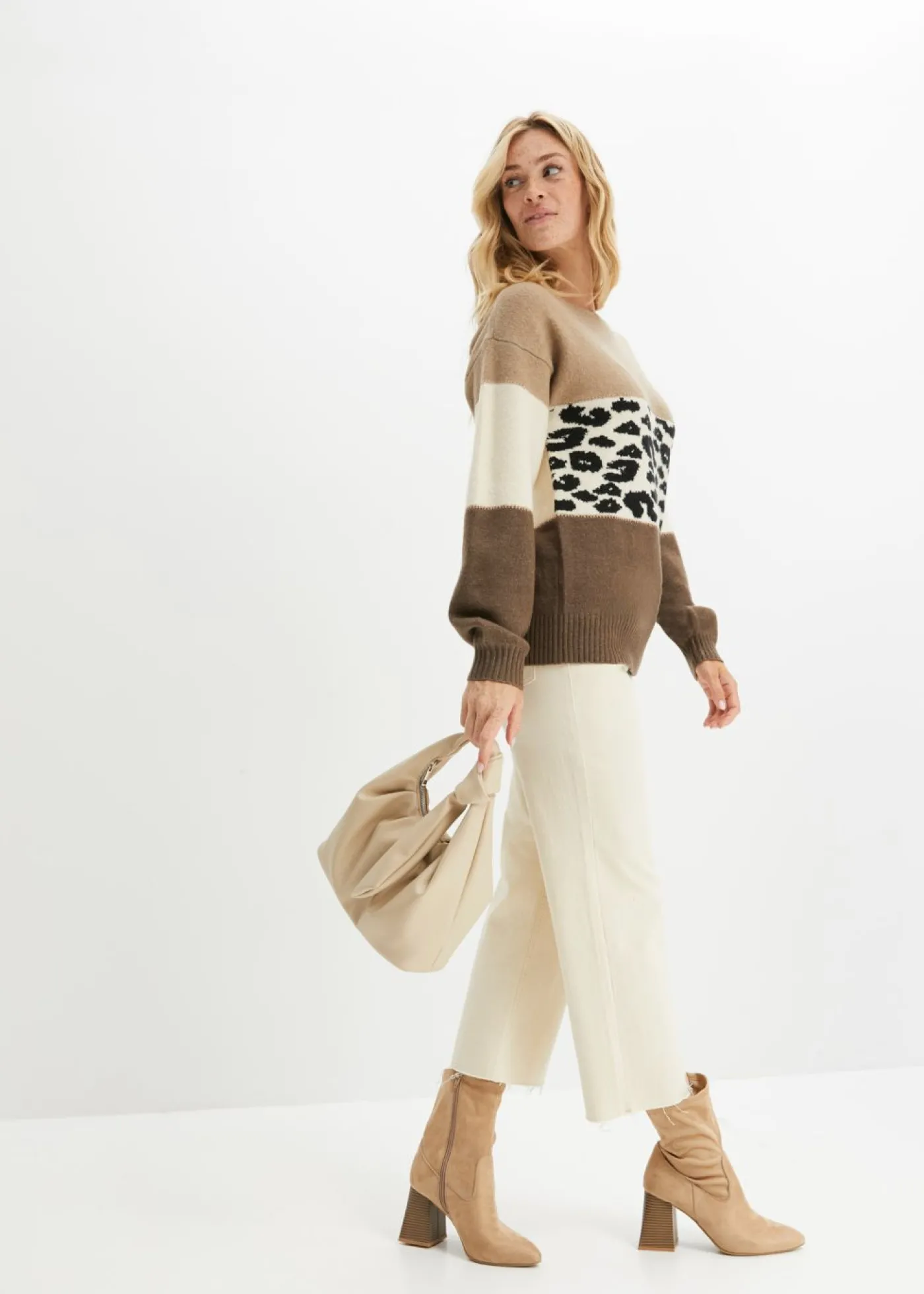 bonprix bonprix Jersey oversize marrón/taupe./crema Best