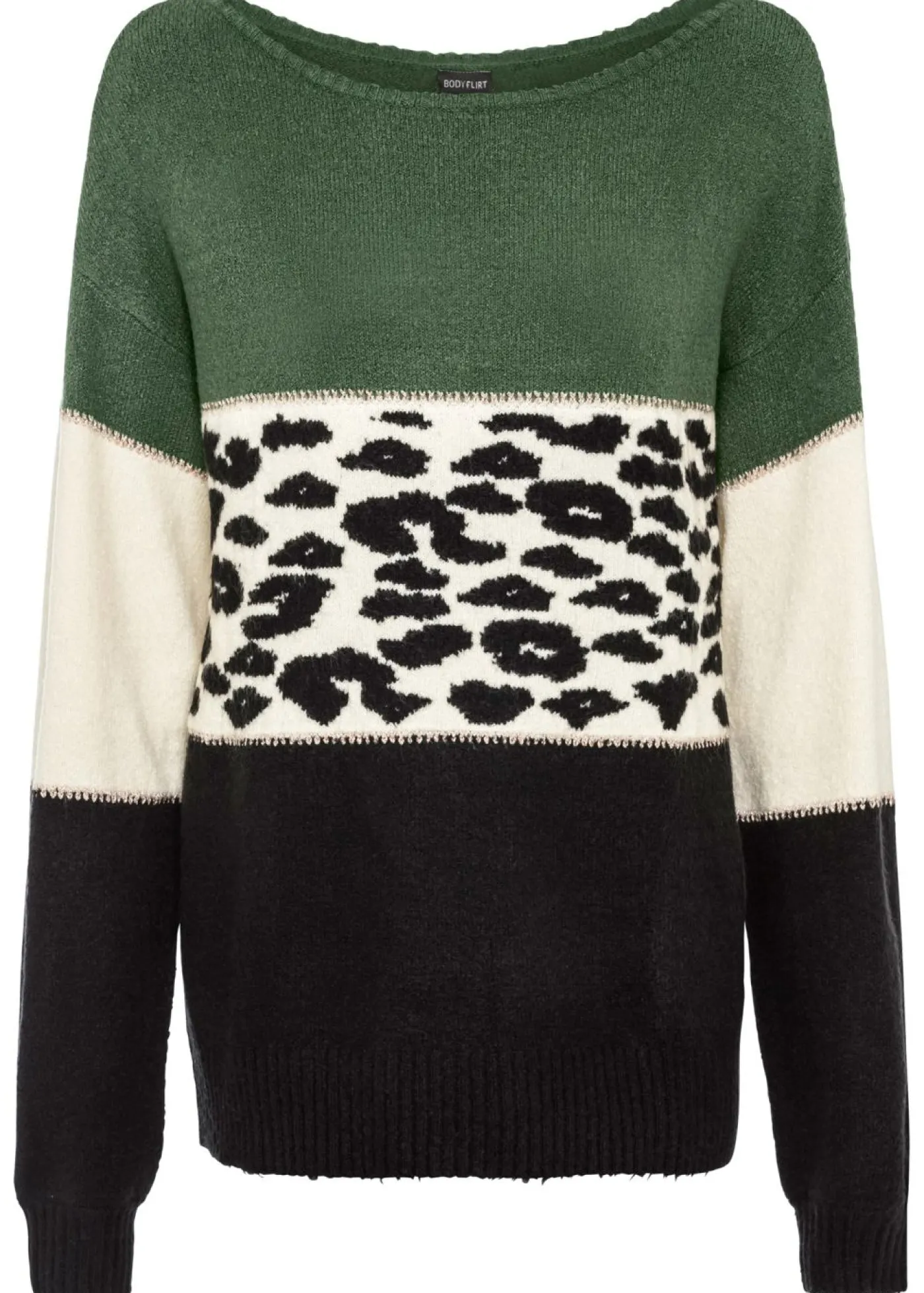bonprix bonprix Jersey oversize Negro-verde claro-crema Clearance
