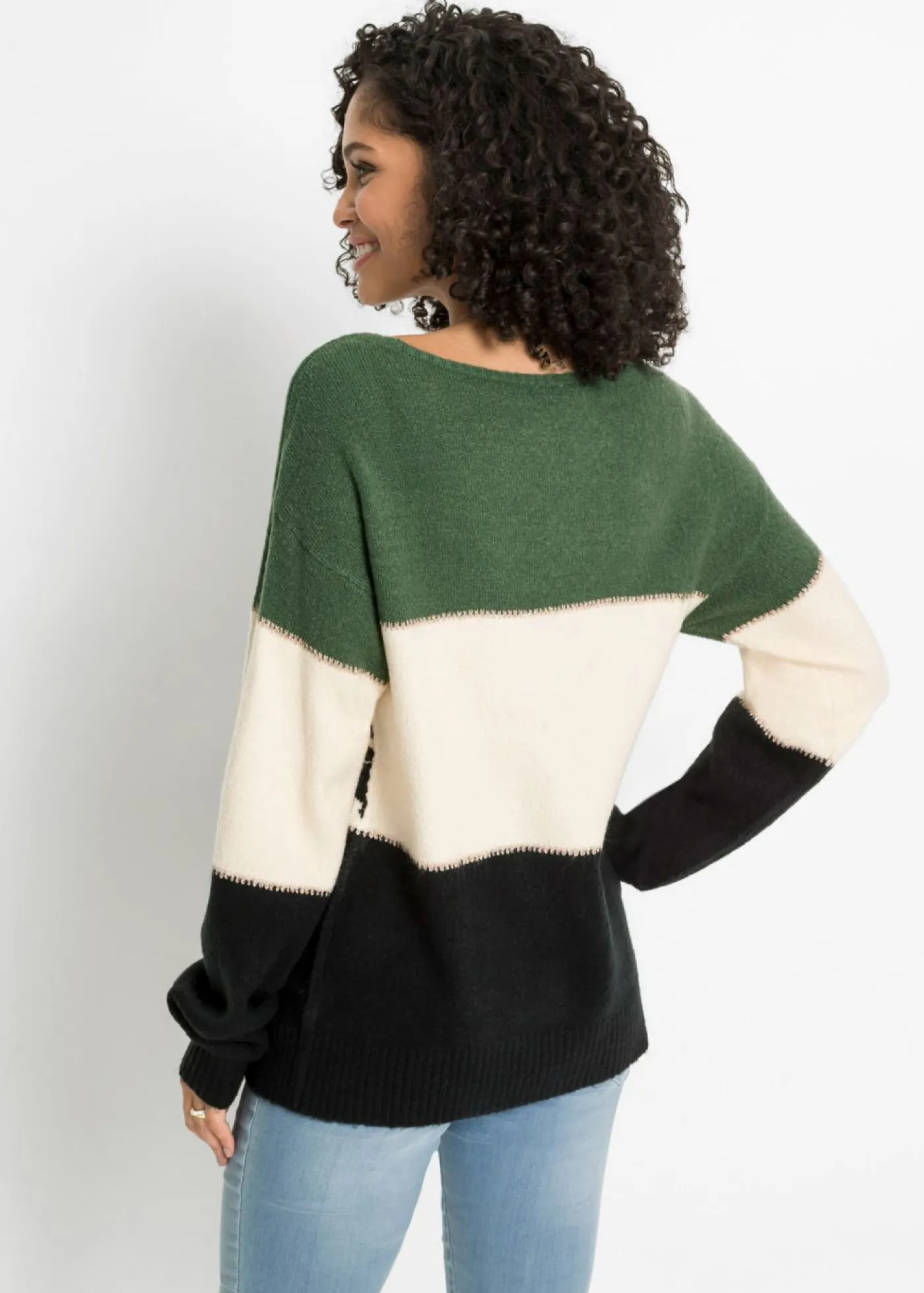 bonprix bonprix Jersey oversize Negro-verde claro-crema Clearance