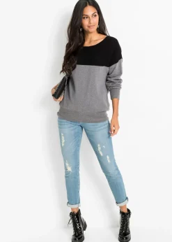 bonprix bonprix Jersey oversize Negro-gris jaspeado Discount