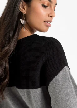 bonprix bonprix Jersey oversize Negro-gris jaspeado Discount