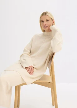 bonprix bonprix Jersey oversize gris guijarro-blanco lana moteado Sale