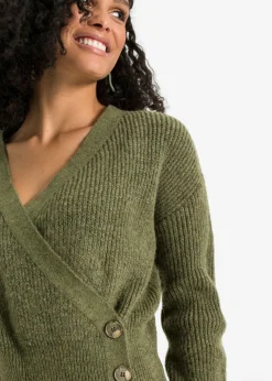 bonprix bonprix Jersey oversize con aspecto cruzado oliva moteado Clearance