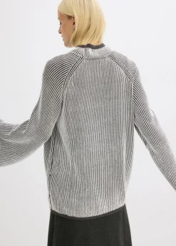 bonprix bonprix Jersey oversize con cuello alto pizarra moteado Clearance