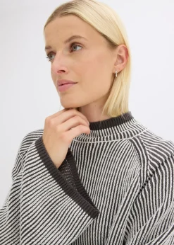 bonprix bonprix Jersey oversize con cuello alto pizarra moteado Clearance