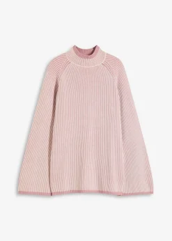 bonprix bonprix Jersey oversize con cuello alto rosa ceniza moteado Outlet