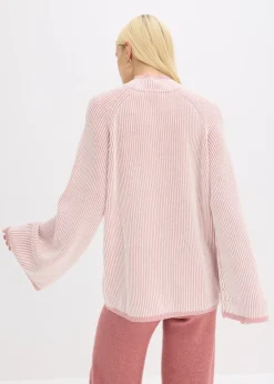 bonprix bonprix Jersey oversize con cuello alto rosa ceniza moteado Outlet