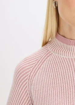 bonprix bonprix Jersey oversize con cuello alto rosa ceniza moteado Outlet