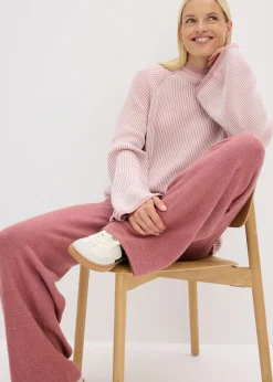 bonprix bonprix Jersey oversize con cuello alto rosa ceniza moteado Outlet