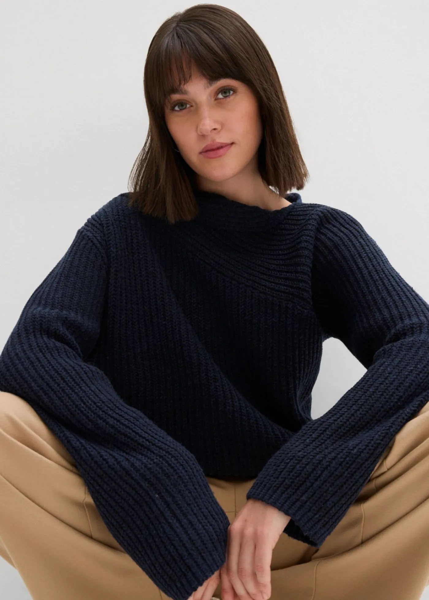 bonprix bonprix Jersey oversize de canalé Azul marino Clearance