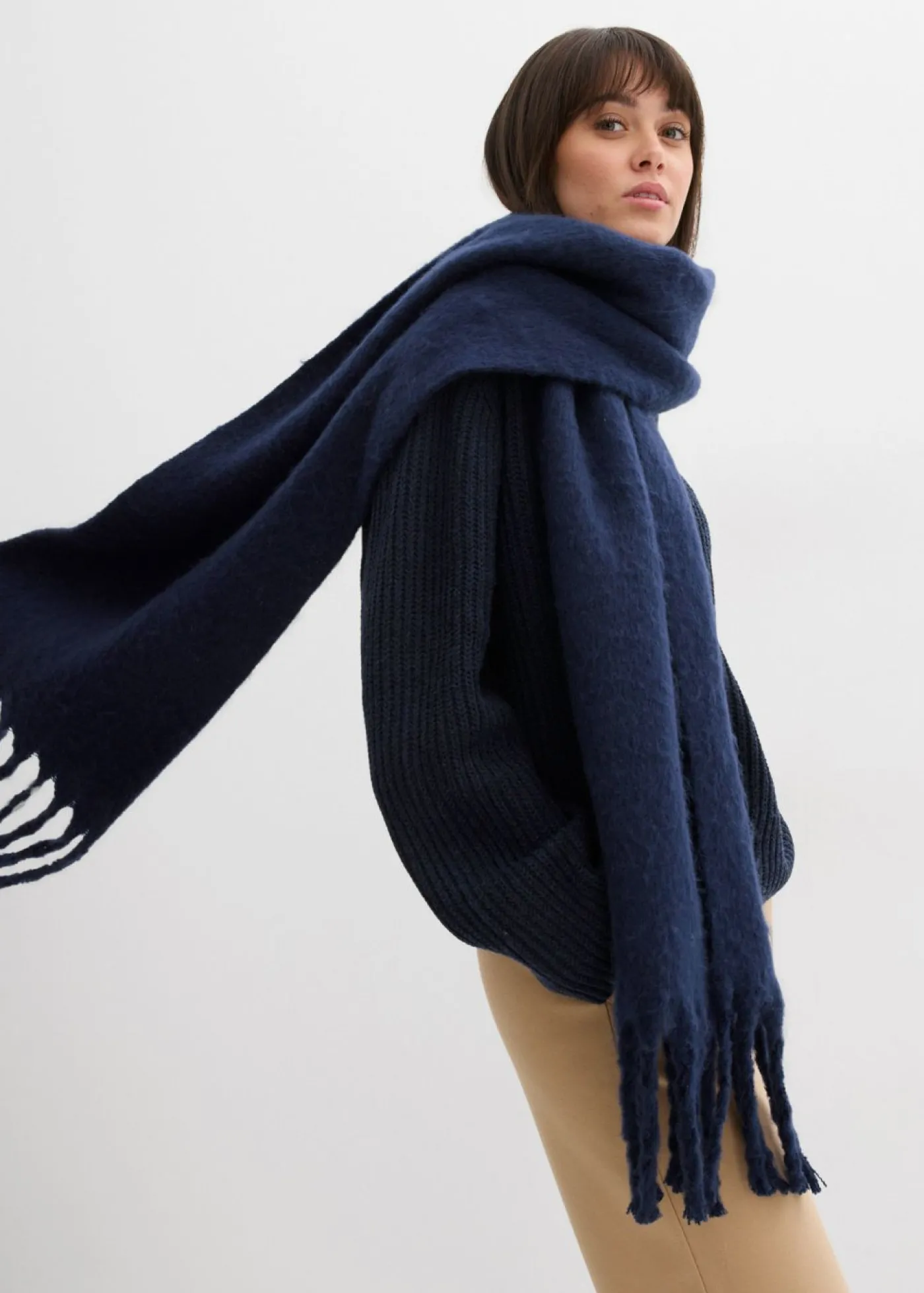 bonprix bonprix Jersey oversize de canalé Azul marino Clearance