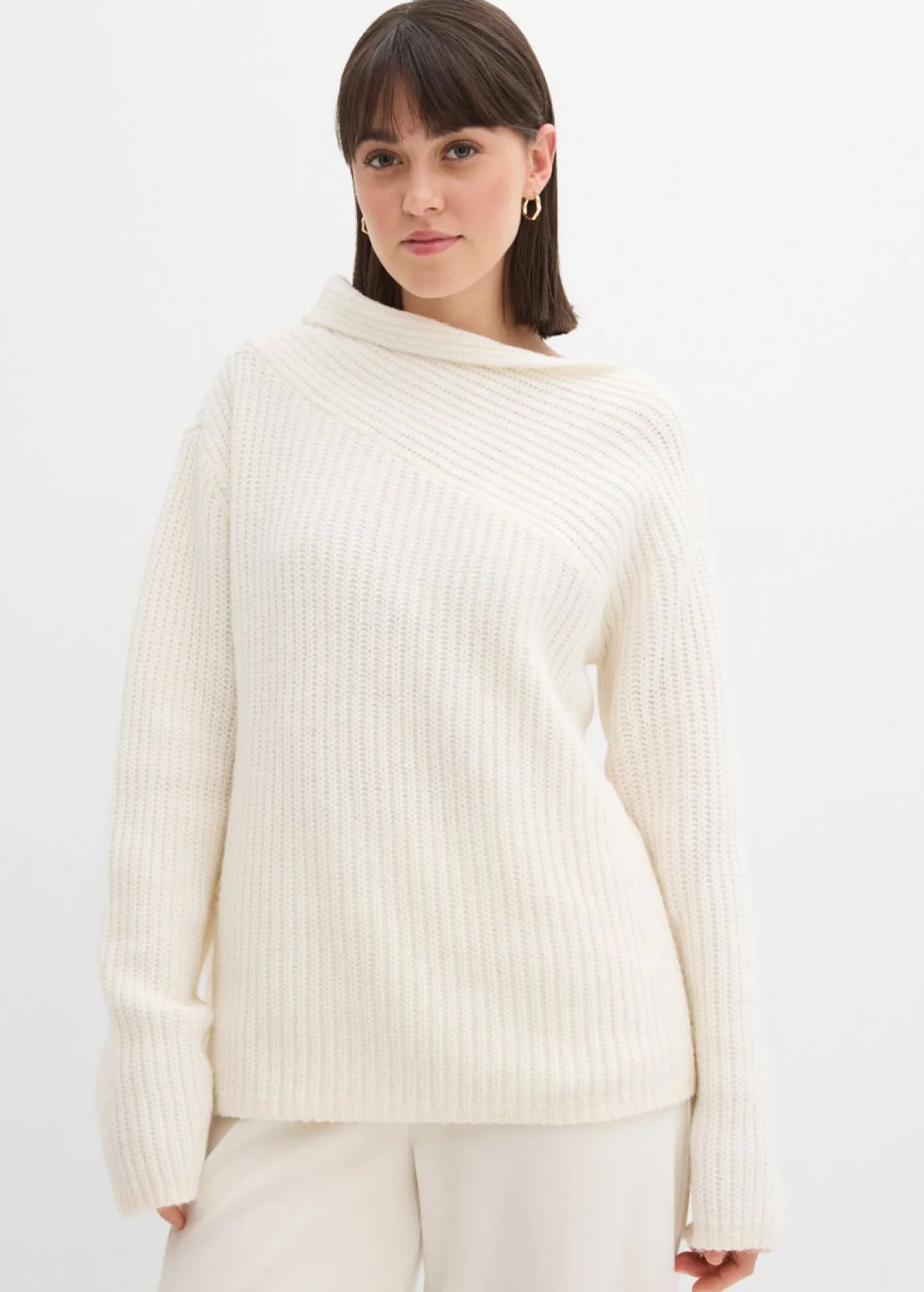 bonprix bonprix Jersey oversize de canalé blanco perla Sale