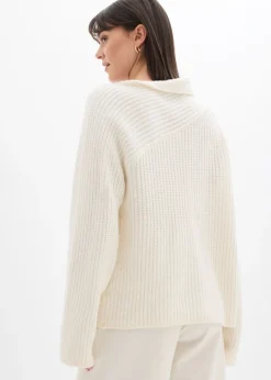 bonprix bonprix Jersey oversize de canalé blanco perla Sale