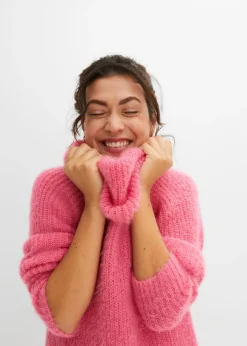 bonprix bonprix Jersey oversize de cuello vuelto Rosa Hot