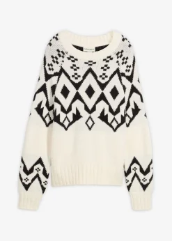 bonprix bonprix Jersey oversize de estilo noruego blanco perla Discount