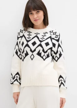 bonprix bonprix Jersey oversize de estilo noruego blanco perla Discount