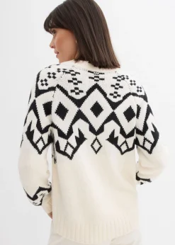 bonprix bonprix Jersey oversize de estilo noruego blanco perla Discount