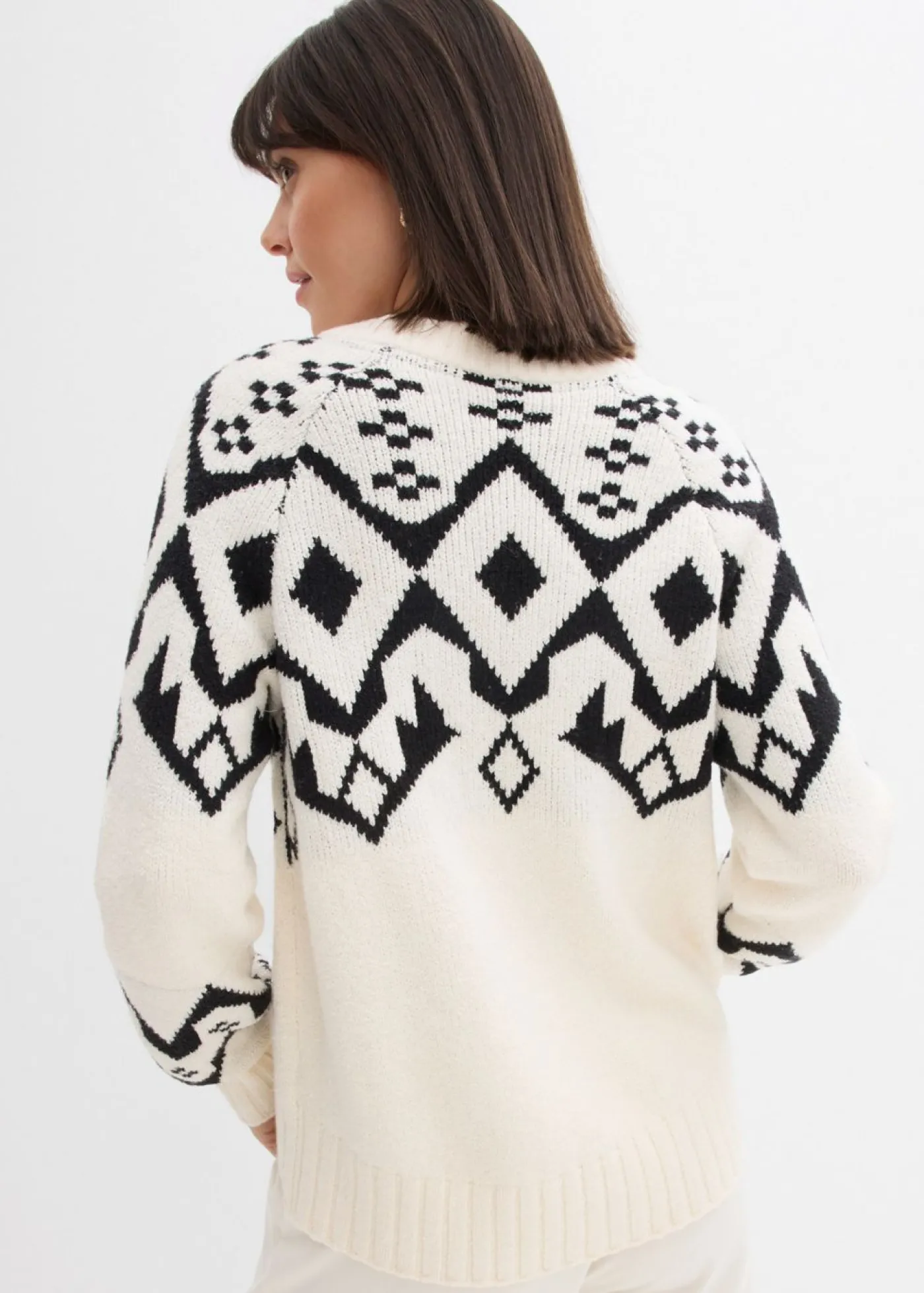 bonprix bonprix Jersey oversize de estilo noruego blanco perla Discount